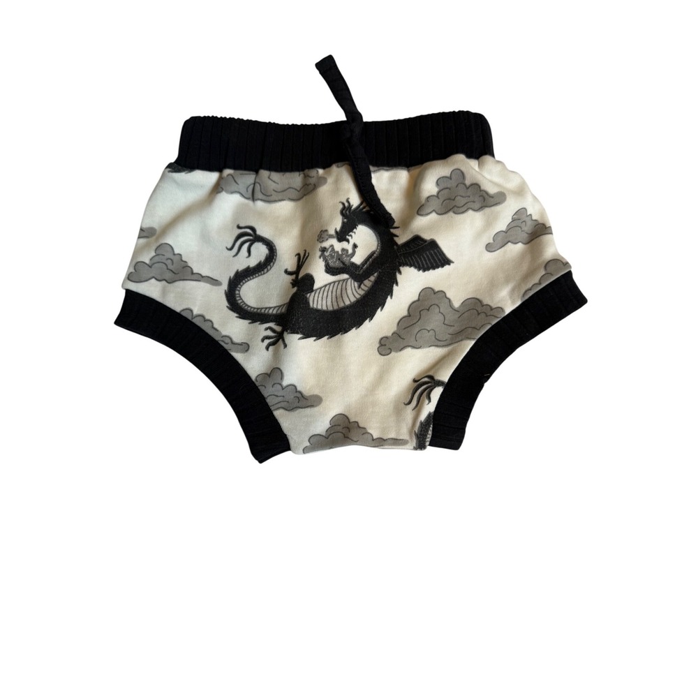 Kate Quinn Dragon Cloud Organic Cotton Bummies Bloomers Black Cream 0-3M NWT
